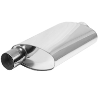 Proflow Muffler Oval 409 Stainless Steel Polished Flow Chamber 2-1/2in. Side Inlet To 2-1/2in. Centre Outlet  PFEEMS51502