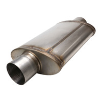 Proflow Muffler Oval 409 Stainless Steel Polished Flow Chamber 3in. Centre Inlet To 3in. Centre Outlet PFEEMS51506
