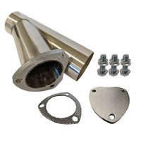 Proflow Exhaust 304 Stainless Steel Cut Out Y Pipe 2.5'', Cap Gasket & Bolts 10in. Each