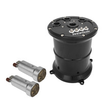 Proflow Surge Tank Kit With Dual Walbro Hellcat 525 Fuel Pumps EFI 2.5L Billet Aluminium Black Anodised PFEFCA020BK-WAL2