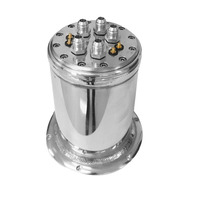 Proflow Billet Surge Tank Kit Round 152 x 230mm Polished Dual Mount In tank Carrier-AN8 Male 39mm fuel pumps PFEFCA020P