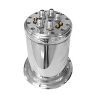 Proflow Billet Surge Tank Kit Round 152 x 230mm Polished Dual Mount In tank Carrier-AN8 Male 39mm fuel pumps