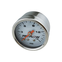 Proflow Fuel Pressure Gauge 0-15PSI Stainless body/White Face PFEFG015