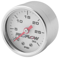 Proflow Fuel Pressure Gauge 0-30PSI Stainless body/White Face PFEFG030