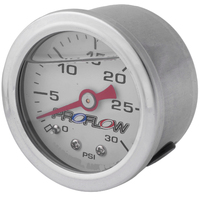 Proflow Fuel Pressure Liquid Filled Gauge 0-30PSI Stainless Body/White Face