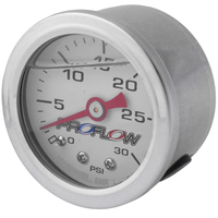 Proflow Fuel Pressure Liquid Filled Gauge 0-30PSI Stainless Body/White Face PFEFG030LF
