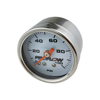 Proflow Fuel Pressure Gauge 0-100PSI Stainless body/White Face PFEFG100