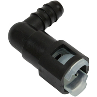 Proflow Fuel Line Connectors Nylon 3/8in. Female QR 90 Degree To 3/8in. (10mm) Barb Each PFEFLQR086