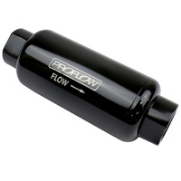 Proflow Fuel Filter Inline Mount Billet Aluminium Black Anodised 100 Microns 140mm length -10 AN Inlet/Outlet Each PFEFS301B-100