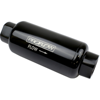 Proflow Fuel Filter Inline Mount Billet Aluminium Black Anodised 100 Microns 90mm length -8 AN Inlet/Outlet Each PFEFS303B-100
