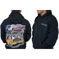 Proflow Car Mural Sweatshirt, Hooded, Cotton/Polyester, Black, Men's XXXX-Large