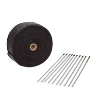 Proflow Exhaust Wrap, Fiberglass Composite, 650C, 2in 25 ft Roll, Black,  Kit