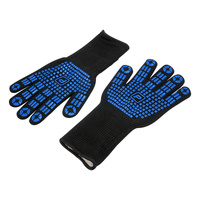 Proflow Heat Protection High Temp Work Gloves Aramid Fibre Silicone Pads 800 Degrees Celsius Long Length One Size Pair