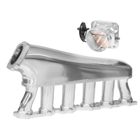 Proflow Intake Manifold Kit Fabricated Aluminium Polished for Nissan TB48 Inlet Plenum 90mm Throttle Body Fuel Rail Polished PFEM67535