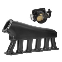 Proflow Intake Manifold Kit Fabricated Aluminium Black for Nissan TB48 Inlet Plenum 90mm Throttle Body Fuel Rail  PFEM67535BK