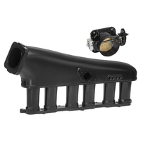 Proflow Intake Manifold Kit Fabricated Aluminium Black for Toyota 1JZ-GTE non VVTI Inlet Plenum 90mm Throttle Body Fuel Rail PFEM67540BK