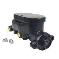 Proflow Master Cylinder Flat Top Aluminium Black 1.125 in. Bore Dual Bowl Ports Both side Each PFEMC2912FTBK