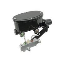 Proflow Master Cylinder Aluminum Black Powdercoat 1-1/8 in. Bore Dual Bowl Disc/Disc with Proportioning Valve Kit