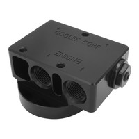 Proflow Remote Universal Filter head w/Thermostat -10AN ORB 2x 1/8'' NPT 3/4"-16 Thread Billet Aluminium Black PFEOS-OB2040