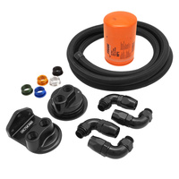 Proflow Billet Remote Universal Filter head Universal Block Adaptor Black  Top -08 ORB Ports  90Deg -08ORB x AN10 Fittings PFE450R-10 Hose Kit