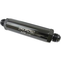 Proflow Oil Filter Billet Aluminium In-Line Black, Stainless Element -10AN
