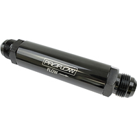 Proflow Oil Filter Billet Aluminium In-Line Black, Stainless Element -12AN