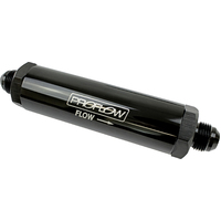 Proflow Oil Filter Billet Aluminium In-Line Black, Stainless Element -08AN