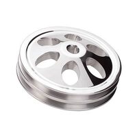 Proflow Pulley V-Belt Power Steering Early GM 2-Groove Polished Aluminium PFEP8846P