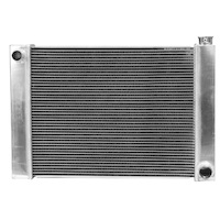 Proflow Radiator Universal Fabricated Aluminium Tanks Natural 22 in. Wide 19.00in. High 2.25 in. Thick For Chev Side Inlet & outlets PFERDU22C
