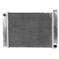 Proflow Radiator Universal Fabricated Aluminium Tanks Natural 22 in. Wide 19.00in. High 2.25 in. Thick For Chev Side Inlet & outlets PFERDU22C