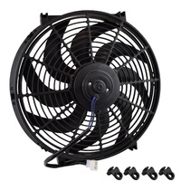 Proflow Electric Fan Cooling Curved Black Single 14 in. Diameter Reversible 1650 cfm Black Plastic PFERF140