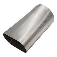 Proflow Pipe Adapter, Exhaust, Oval To Round, Stainless Steel, Raw, 3.50 in. Inlet/Outlet, 6 in. 