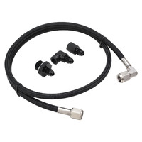 Proflow Pressure Gauge Installation Kit Stainless Braided Black GM For Holden Commodore LS Engines w/ 36 in. AN4 Hose  PFESSH-3LS36