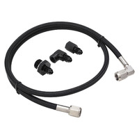 Proflow Pressure Gauge Installation Kit Stainless Braided Black GM For Holden Commodore LS Engines w/ 36 in. AN4 Hose 
