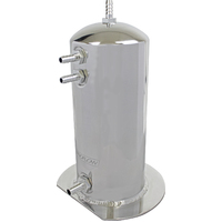 Proflow Fuel Surge Tank Aluminium, 254mm x 108mm Round 2.5L, Barb & AN Fitting Kit, Show Polished