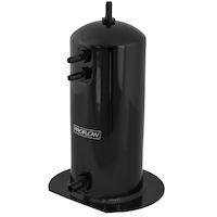 Proflow Fuel Surge Tank Aluminium, 254mm x 108mm Round, 2.5L, Barb & AN Fitting Kit, Black Anodised