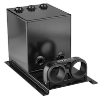 Proflow Fuel Surge Tank Fabricated Aluminium Square 044 Pump Mounts 200mm x 200mm x180mm 5L AN Fitting Kit Black Powder Coat PFEST6BK