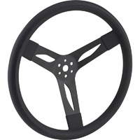 Proflow Steel Steering Wheels 15 Inch 2.75 Inch Dish Rubber Cuchion Black/Black PFESTW-15-BK