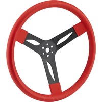 Proflow Steel Steering Wheels 15 Inch 2.75 Inch Dish Rubber Cuchion Black/Red PFESTW-15-R