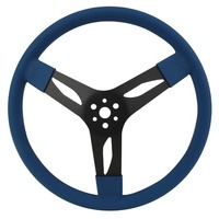 Proflow Steel Steering Wheels 17 Inch 3 Inch Dish Rubber Cushion Black/Blue Grip Each PFESTW-17