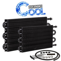 Proflow Transmission Fluid Cooler Tube Fin black powder coated 7.5 in. x 15.875 in. x 0.75 in. 9/16 in.-18 Inlet Outlet PFETC514