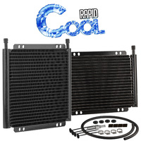 Proflow Transmission Oil Cooler Plate & Fin black powder coated 11 in. x 6 in. x 0.75 in. 3/8 in. Inlet Outlet PFETC676