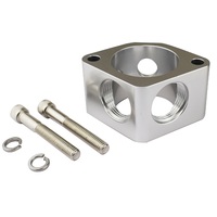 Proflow Water Neck Spacer 2 Billet Aluminium Silver 2 x AN16 outlets 2 x 1/8in. NTP Ports For Chevrolet PFETH-63421S