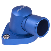 Proflow Water Neck, Billet Aluminium Swivel, Blue Anodised, 90 Degree, SB & BB Chev