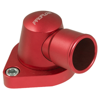 Proflow Water Neck, Billet Aluminium Swivel, Red Anodised, 90 Degree, SB & BB Chev