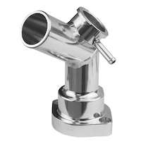 Proflow Water Neck, Billet Aluminium, Silver Anodised, 45 Degree, Swivel, For Mazda Series 4, Billet Cap Neck