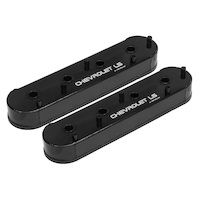 Proflow Valve Covers, LS Aluminium Fabricated, Black, Tall, For Chevrolet LS Logo, Pair