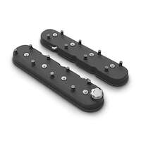 Proflow Valve Covers Tall Cast Aluminium LS For Chev For Holden Commodore With Coil Mounting Post Black PFEVC-8578BK