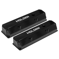 Proflow Valve Covers, Aluminium Fabricated, Black, Tall, For Holden 253, 308, For Holden Logo, Pair