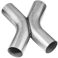 Proflow Exhaust X Pipe Universal Stainless Steel Natural Aluminized 2.000 in. Inlet/Outlet 18.00 in. Long PFEXP020